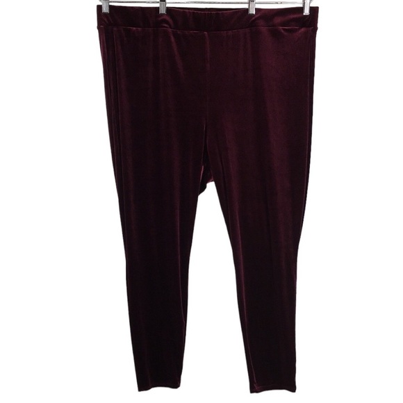 Torrid Pants Womens 5 5X Wine‎ Velour Velvet Skinny Pull On Plush - Picture 1 of 12